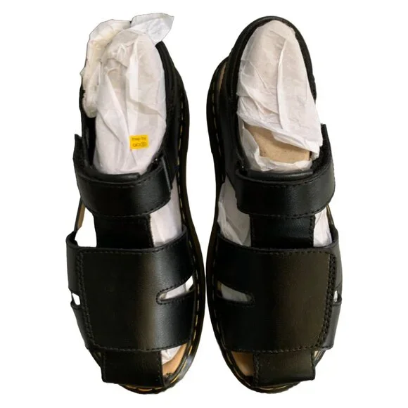 NWT DR. MARTENS Kids Black Junior Moby II Leather Velcro Sandals Sz 4 - Picture 8 of 9